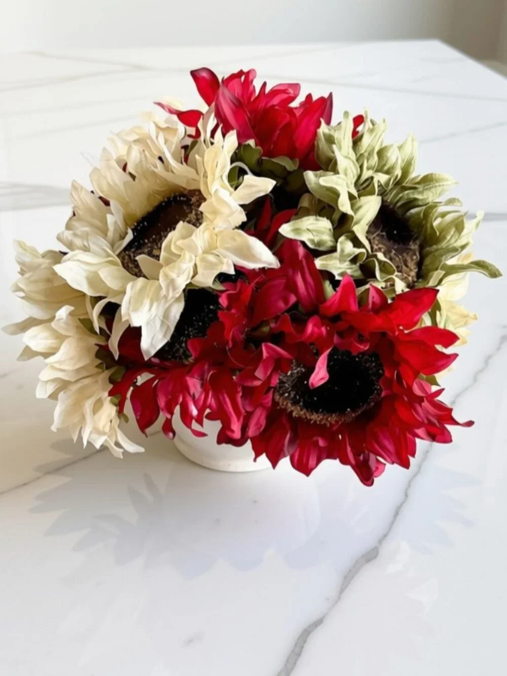 Green Faux Sunflower Picks - Set of 2